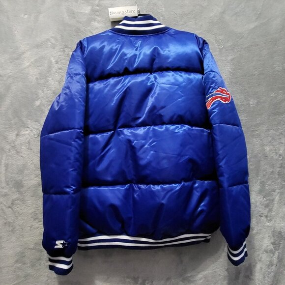 Starter  Buffalo Bills Mafia Bronx Bubble Blue Button Down Jacket Mens XL - Picture 2 of 8
